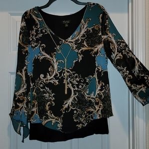 Thalia Sodi Blouse with Gold-plated Necklace Attached